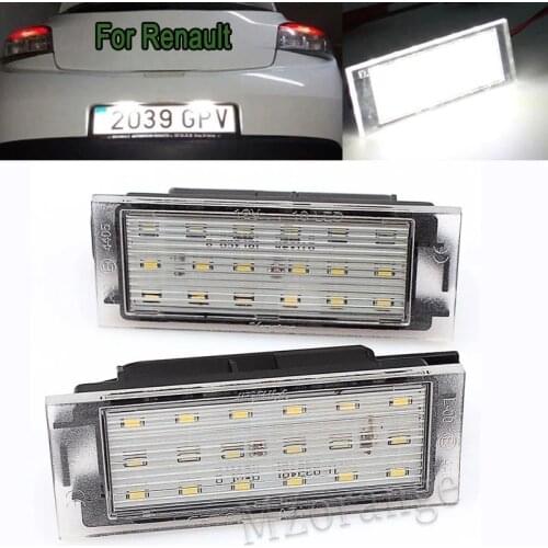 MZORANGE 2Pcs LED Number License Plate Light For Renault Clio Laguna 2 Megane 3 Twingo Master Vel Satis SMD3528 Car Accessories