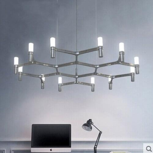 Pendant lighting modern Postmodern cord pendant lamp Lobby Villa Stairs droplight iron 12 heads Round Candle Crown Pendant Light