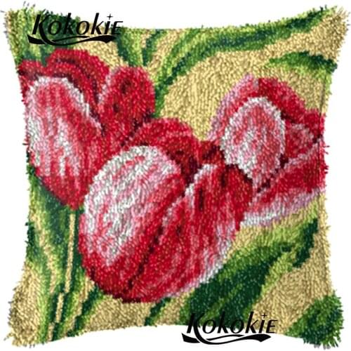 Handicraft Crocheting Rug Kits latch hook pillow kits embroider needlework kits handmade cross stitch cushions flower embroidery