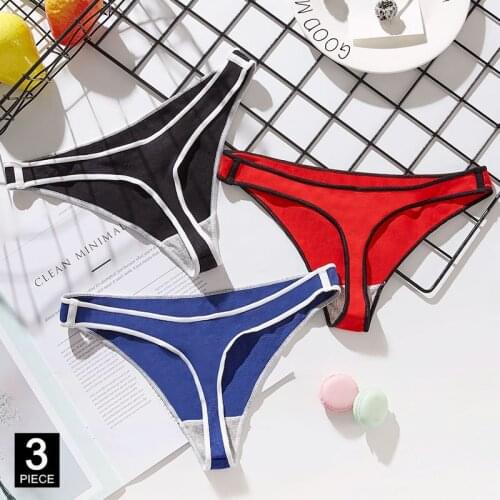 Thong Woman Cotton Panties Sexy Sports Panty Seamless T-back 3 Pcs Briefs Female Underwear Soft New G-string Set Dropshipping
