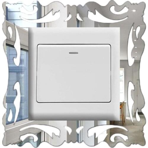 Diy Wall Stickers Switch Creative Mirror Acrylic Switch Sticker Socket Decor Sticker Hollow Out Switch Cover Decor 15*14.cm