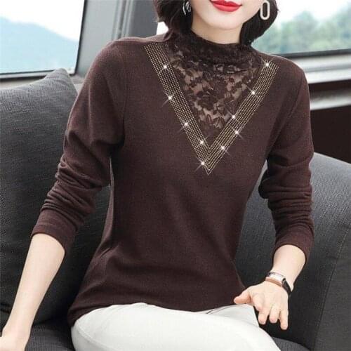 Lady Casual Blusa HALF-COLLAR Womens long sleeve T-shirt fashion Women Casual Shirts Ladies long-sleeved t-shirt shirt