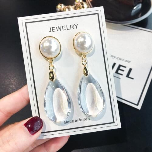 Women Big Waterdrop Dangle Pearl Earring Jewelry Korean Earrings 2021 Fashion Earrings