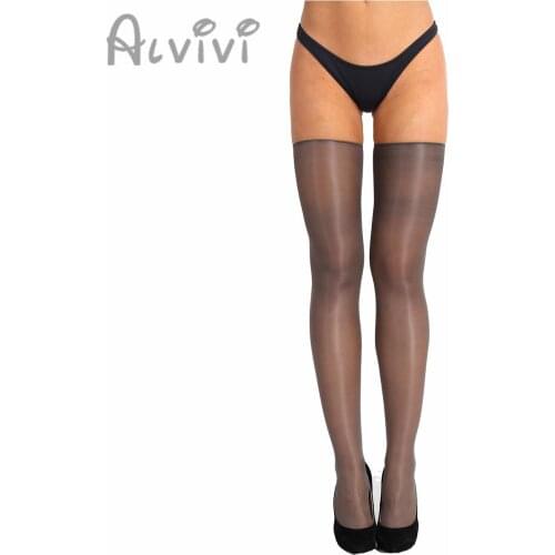 Alvivi Women Silk Stockings Anti-skid Ultrathin Shiny Sheer Silk Thigh High Long Stockings Over Knee Socks Hold Up Hosiery Socks