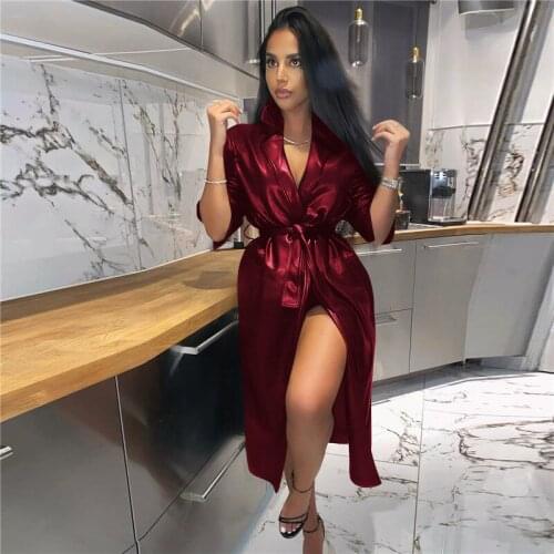 Women Autumn Coat Vintage Elegant Lapel Belt Long Leather Coat High Street Wear PU Leather Jacket