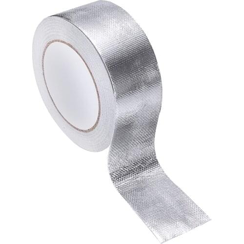 1pc 25M Fiber Glass Aluminum Foil Exhaust Pipe Heat Insulation Wrap Tape Self-adhesive For Packaging Line Fuel Line Engine Cover