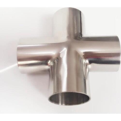 102mm 4" Pipe OD Butt Welding Cross 4 Ways Splitter SUS 304 Stainless Steel Sanitary Fitting Spliter Homebrew Beer Wine