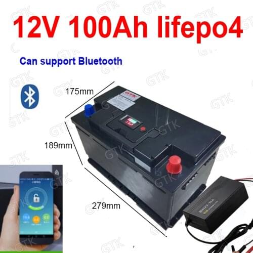 12.8v 100AH lifepo4 battery with bluetooth BMS 12V 100Ah battery for go cart UPS Household appliances Inverter + 10A charger