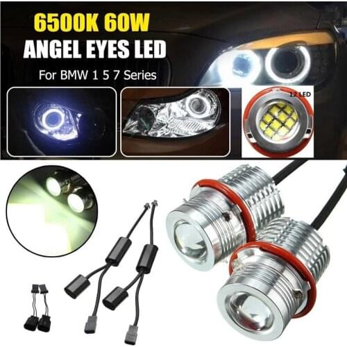 2Pcs LED Headlight Angel Eyes Bulb Marker Error Free for BMW 5 6 7 X3 X5 Series E39 M5 E60 E87 E61 E53 E66 E83 E63 E64