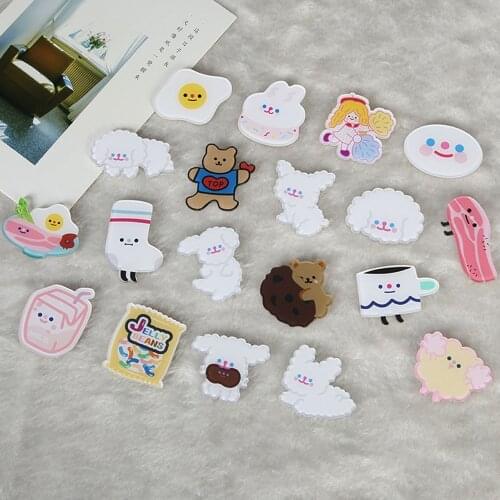 50pcs 19 Styles Mixed Cartoon Animals Lovely Bear Dog Food Flatback Planar Resin Cabochon DIY Crafts Embellishments Accessories