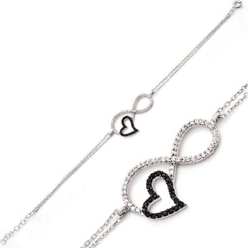 925 Sterling Silver Bracelet with Zircon Stone and Infinity Heart Motif