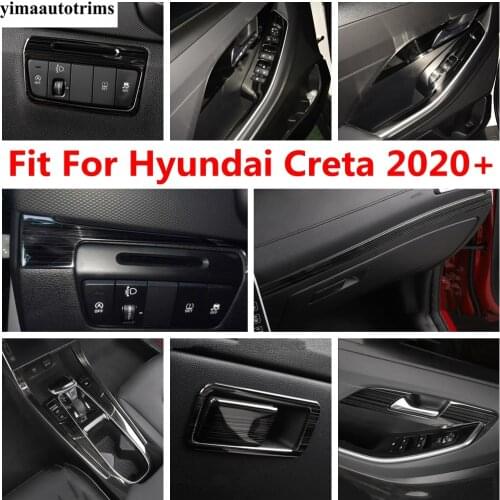 For Hyundai Creta 2020 2021 Stainless Steel Accessories Window Lift Glove Box Button Gear Shift Panel Handle Bowl Cover Kit Trim