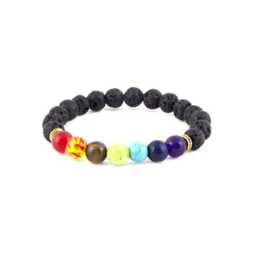 8mm uj435 mulitcolor rainbow agate lapis lazuli Onyx Macrame Braided black volcanic lava Bracelet Reiki Buddha Prayer Yoga