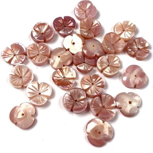 8/10/12mm Pink Natural Mother Of Pearl Shell Beads Carved Flower Charms DIY Loose Beads for Jewelry Making Accessories 1Pcs