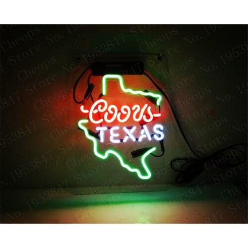 Coors Light TEXAS Gift Neon Signs Real Glass Tube Open Beer Bar Pub Homeroom Girlsroom Party Decor 14x9