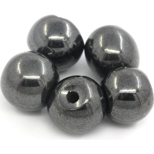 Doreen Box 30 PCs Round Magnetic Created Hematite Loose Spacers Beads for DIY Bracelet Jewelry Making Handmade Beads 8mm dia