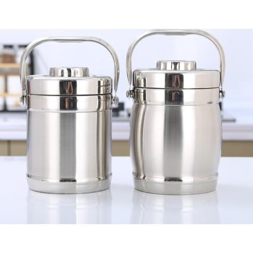 Double stainless steel insulated pot round insulated lunch box lunch box student insulated bucket