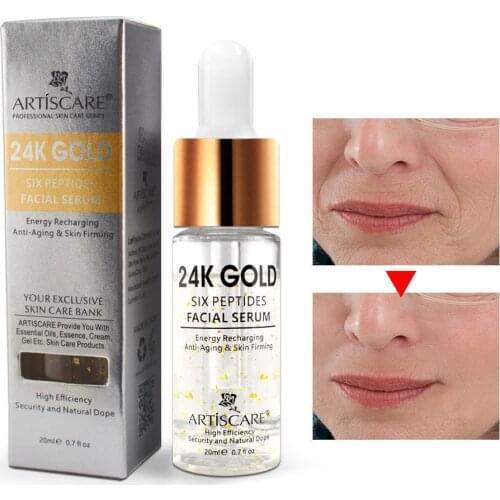 24K Gold Tense Moisture Essence Pure Six peptides Serum Anti-wrinkle Gold Nicotinamide Liquid Skin Care Essence 30ml