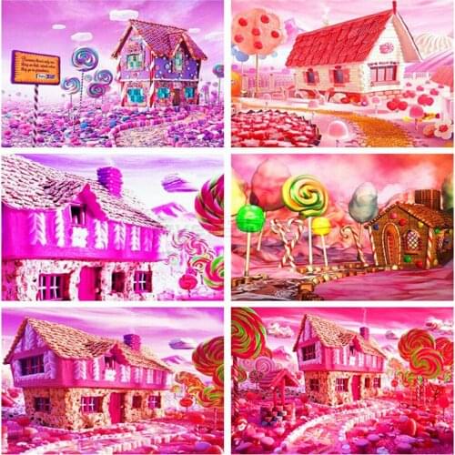 EverShine Diamond Painting Landscape Diamond Embroidery Candy House Cross Stitch Rhinestones Art Handwork Hobby Children Gift