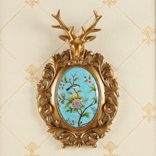 EUROPEAN RESIN LUCKY DEER HEAD WALL HANGING CRAFTS HOME LIVINGROOM WALL MURAL PENDANT HOTEL PORCH OFFICE WALL STICKER DECORATION