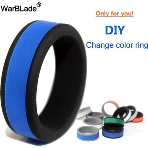 WarBLade New 8mm Hypoallergenic Crossfit Flexible Silicone Ring Can DIY Change Color Rubber Finger Ring For Men Women Sports