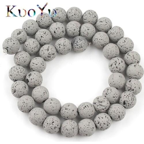 Gray Lava Volcanic Rock Hematite Stone Rubber Beads Round Loose Bead For Jewelry Making Diy Wowen Charm Bracelets 4/6/8/10MM