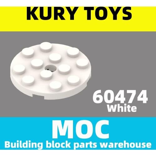 Kury Toys DIY MOC For 60474 Building block parts For Plate, Round 4 x 4 with Hole For Round-Cut Plate