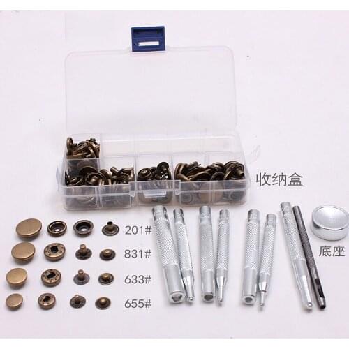 40sets metal snap button + all sets setting tool set leather craft sewing hardware accessories 3 color 633 655 831 201