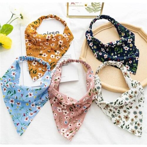 Korean New Women Garden Style Little Flower Triangle Towel Cross Border Hot Sale Elastic Square Towel Headwear