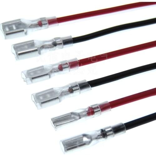 10pcs 20CM 2.8MM/4.8MM/6.3mm 2.8/4.8/6.3 female Spade Crimp Terminal Connector with wire red black for rocker switch
