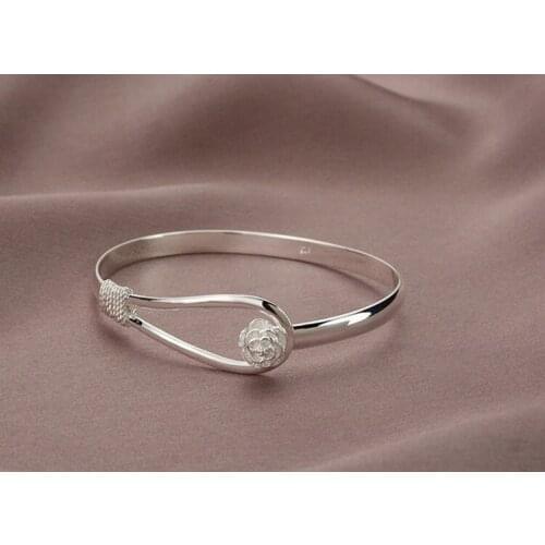 Charming Jewelry High Quality Romantic Flower Rose Shaped Silver Color Woman Bracelets