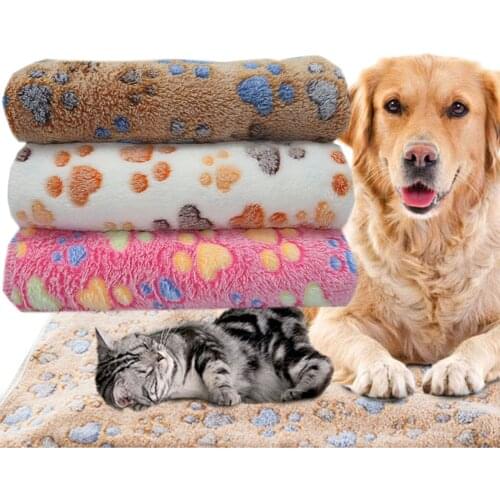 Plush Warm Soft Pet Blanket Winter Dog Cat Bed Mat Foot Print Sleeping Mattress Small Medium Dogs Cats Coral Fleece Pet Supplies