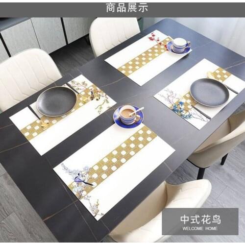 Home Practical Placemat Fashion Flower Bird Leather Placemat Repeated Household Kitchen Supplies