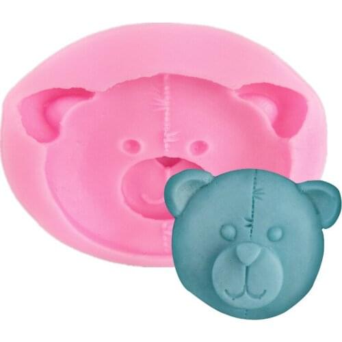 Cute Bear Avatar Silicone Mold Kitchen Tool Cake Baking Mold Chocolate Flip Sugar Drop Gel Hand Mould