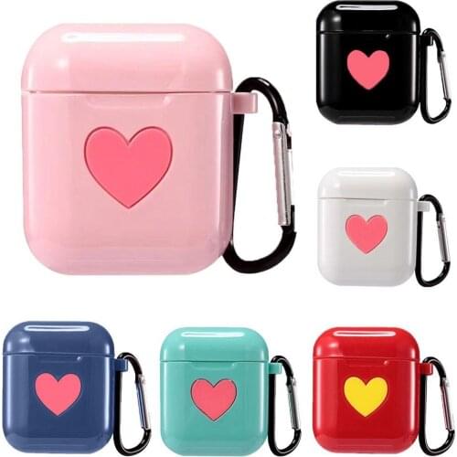 Cute Heart Silicone Dust-proof Protective Cover for AirPods Charge Case + Buckle