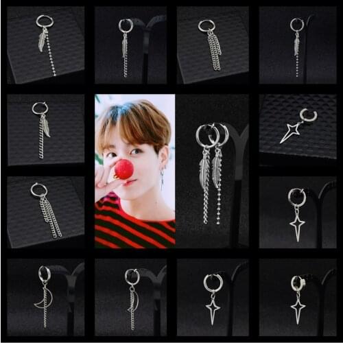 SOHOT European Brand Metal Long Chain Tassel Jewellry Unisex Punk Feather Doji Moon Shape Female Hoop Earrings Girl Fashionable