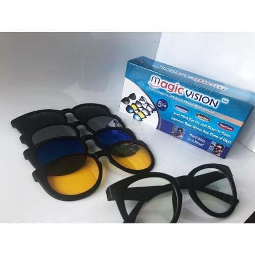 Magic Vision Stylish Sunglass With Quick-change Magnet Lenses 5 Different Colors