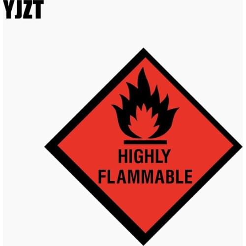 YJZT 10CM*10CM Reflective Car Sticker HIGHLY FLAMMABLE Lnterest Decal C1-7709