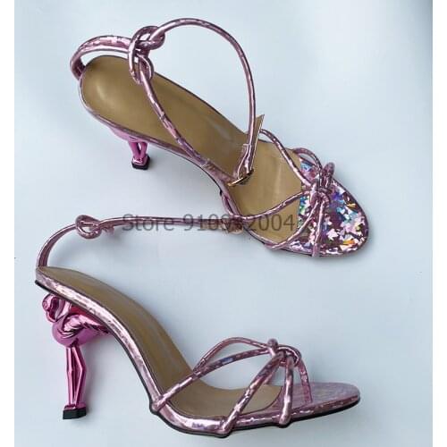 Flamingo High Heel Pumps Women Purple Wedding Shoes Bridal Strap Gladiator Ankle Strap High Heel Sandal Zapatos De Mujer