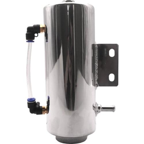 Universal Stainless Steel Water Coolant Header Overflow Expansion Tank Reservoir(Polished), 8.07x2.95inch