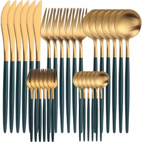 Gold Kitchen Accessories Creative Dinnerware Set Travel Cutlery Set Camping Tableware Dessert Knife Fork Tea Spoon Combination