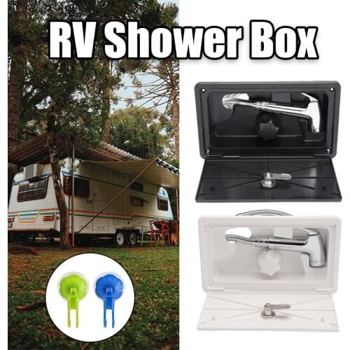 1 Set RV Shower Box Kit Boat Marine Camper External With Lock Includes Shower Faucet Cold And Hot switch Shower Hose Universal