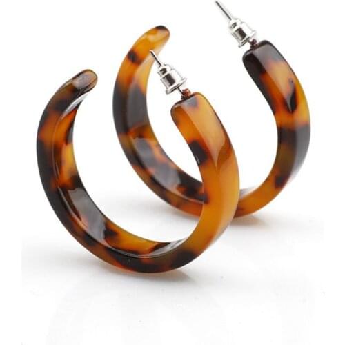 1 Pair Acrylic Marbled Earring Leopard Round Hoop Earrings Women Tortoise Shell Jewelry Christmas Gifts New