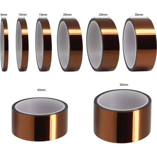 1pcs 33meter x 5 - 50mm One-side Self-adhesive High Temperature Heat Resistant Polyimide Tape