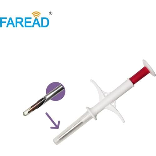 X100pcs RFID dog cat horse RFID Veterinary microchip syringe with 2.12x12mm FDX-B injectable chip for animal ID implanter