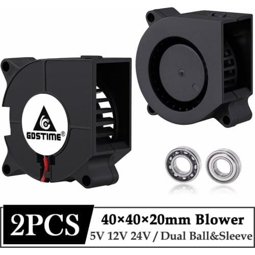 2Pcs/Lot Gdstime DC 24V 40mm 40mmx40mmx20mm Dual Ball Bearing 3D Printer Cooling Fan 4cm 4020B Turbo Blower Cooler Fan