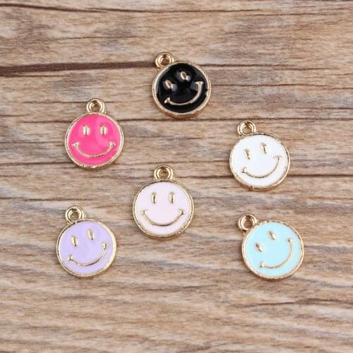 20pcs/lot Wholesale High quality Alloy 6 Colors Smile Charms For Bracelet Pendant Necklace Enamel Charms DIY Jewelry Accessories