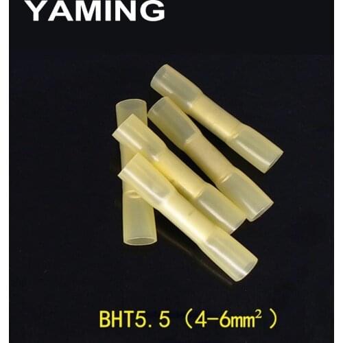 20PCS) Yellow BHT5.5 High Quality Insulated Heat Shrink Middle Tube Waterproof Wire Electrical Crimp Terminal 4-6mm2