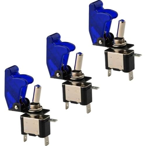 3 Pcs LED Lights Cover Toggle Switches, Blue Cover Rocker Toggle Switch, Car Auto Switch On/off (12V 20A)