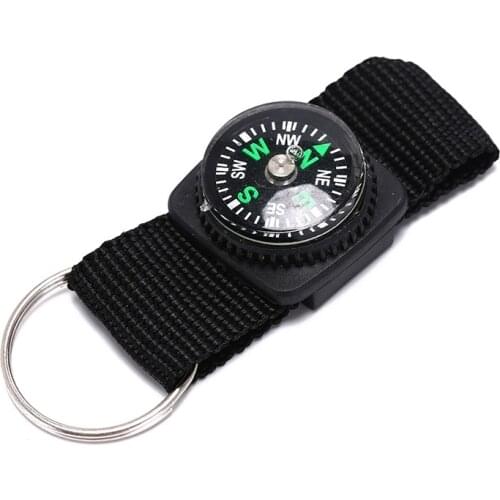 3 in 1 Camping Climbing Hiking Mini Carabiner w/ Keychain Compass Thermometer hanger Key Ring Black